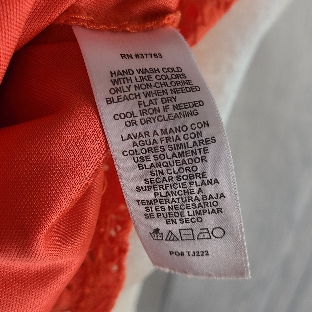 Laundry By Shelli Segal Orange Eyelet Lace Midi Dress Size Small - Picture 7 of 8